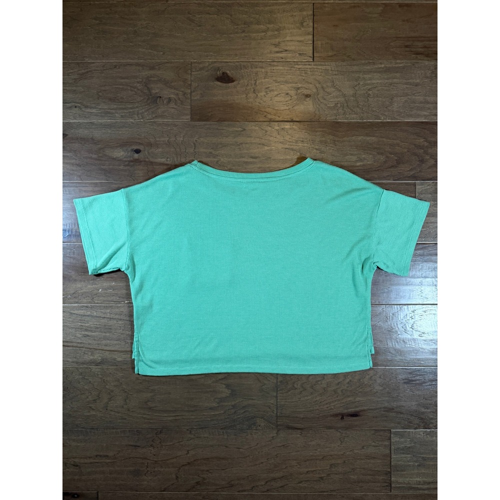 Olive + Oak Mint Green Waffle Knit Short Sleeve Pocket Top LS5K15715BK Womens L - Picture 4 of 7